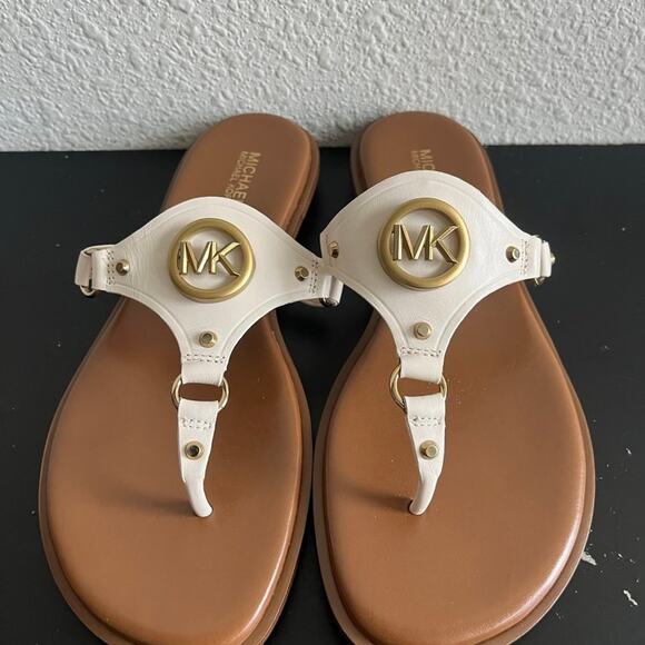 Michael Kors MK Women's Flat Sandals in Leather with Logo Size 7 - Picture 5 of 11